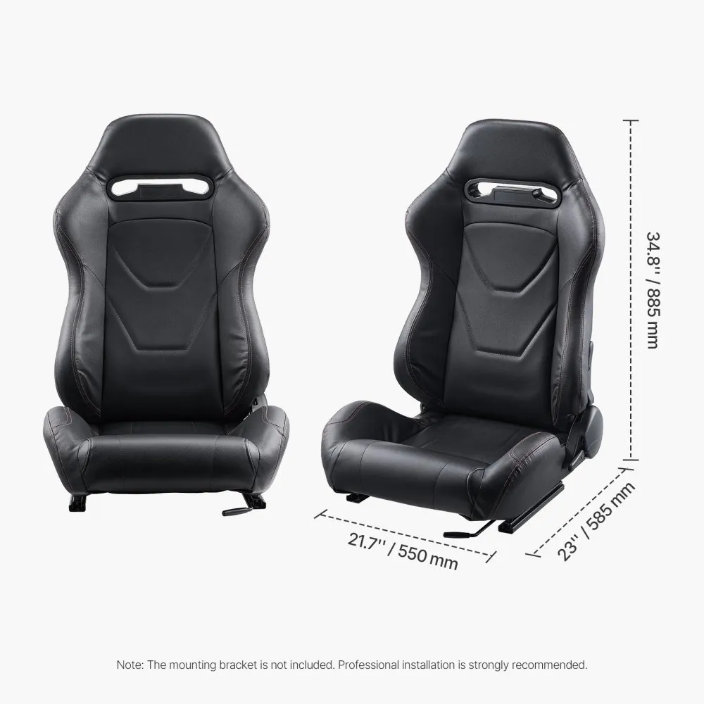 VEVOR RACING SEAT VERSTELBARE RACESTOEL MET PVCLEER EN Q235BSCHUIFREGELAAR, SET VAN 2